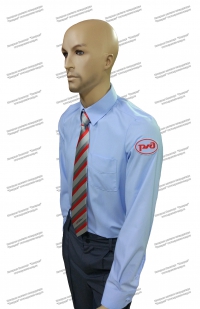 Рубашка  РЖД голубая длинный рукав (с шевронами), без резинки, в заправку