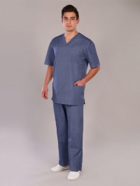 Костюм медицинский мужской короткий рукав мод. 11, цвет джинс