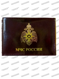 Обложка кожаная, с зажимом для денег, «МЧС России»
