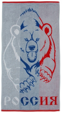 Полотенце болельщика сувенирное махровое «Россия» медведь